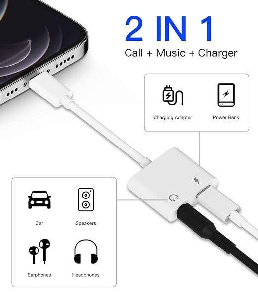 Kefiany 2-Pack Lightning to 3.5mm Headphone Adapter for iPhone - Audio & Charger Splitter Dongle for iPhone 13, 12, 11, Pro Max, XS, SE, 7, 8 Plus - View 8 of 8