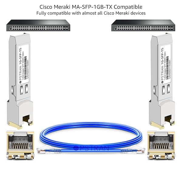 OPSTRAN OPSTRAN 1000BASE-T SFP RJ45 Copper Transceiver for Cisco Meraki MA-SFP-1GB-TX - 4 Pack, 100m Cat5e/6 Compatibility - View 5 of 8