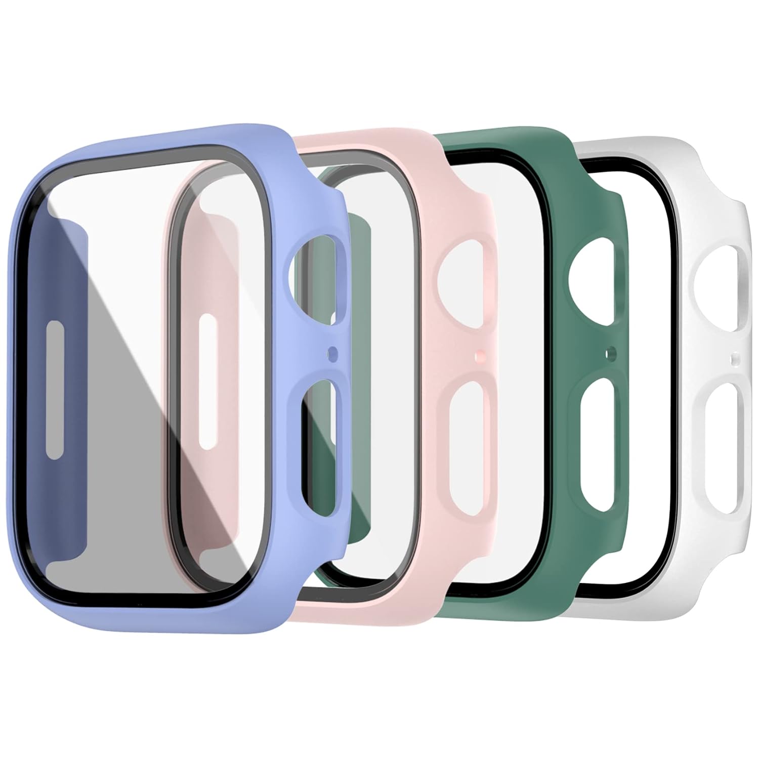 KPYJA KPYJA 4-Pack Tempered Glass Screen Protector for Apple Watch Series 9 8 7 45mm with Slim Hard PC Case Ultra-Thin Protective Cover
