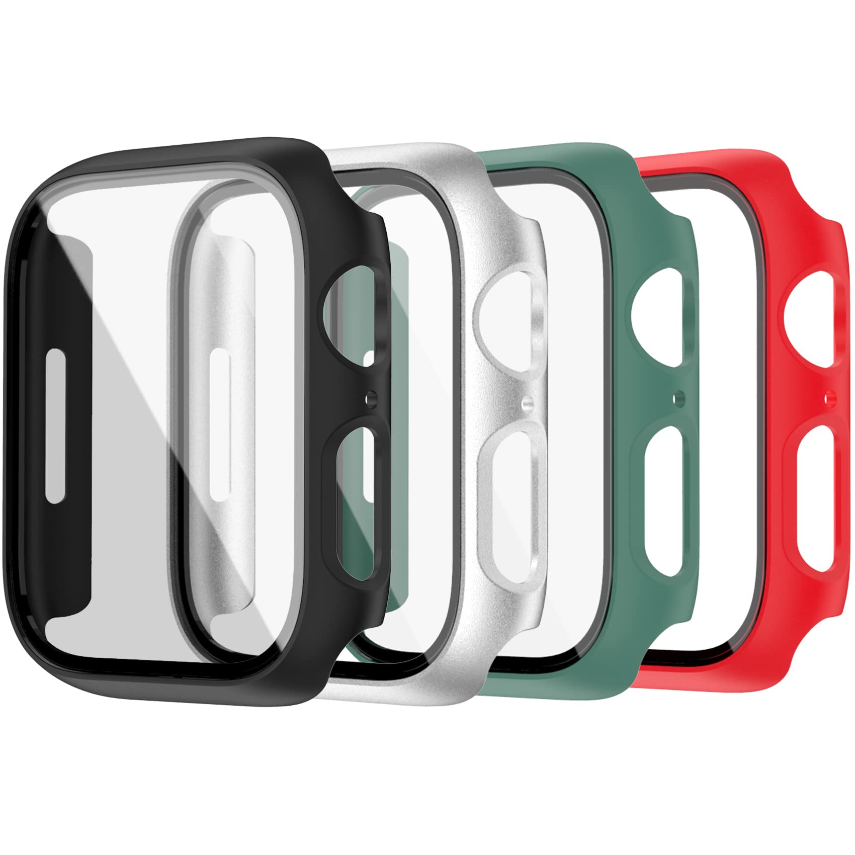 KPYJA KPYJA 4-Pack Tempered Glass Screen Protector for Apple Watch Series 9 8 7 41mm Slim Hard PC Case Ultra-Thin Protective Cover
