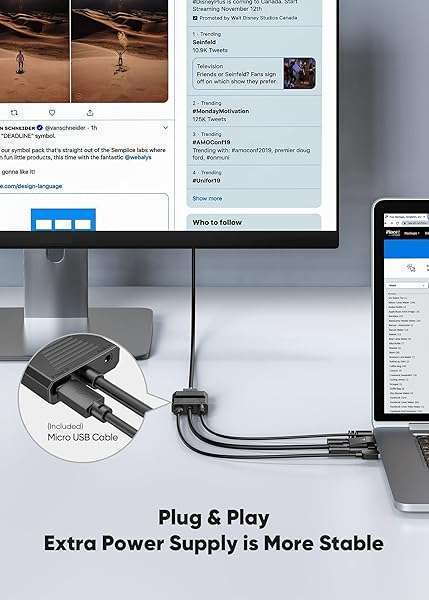 FOINNEX FOINNEX VGA to HDMI Adapter with Audio - 1080P Converter for PC, Laptop, Projector to TV/Monitor - 1.5FT Cable - View 6 of 8