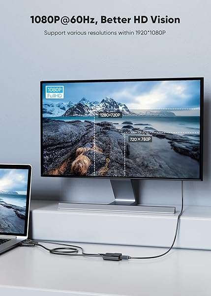 FOINNEX FOINNEX VGA to HDMI Adapter with Audio - 1080P Converter for PC, Laptop, Projector to TV/Monitor - 1.5FT Cable - View 7 of 8