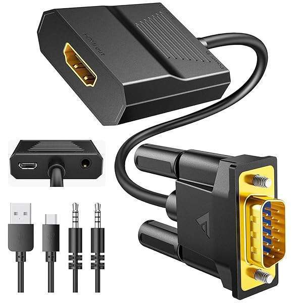 FOINNEX FOINNEX VGA to HDMI Adapter with Audio - 1080P Converter for PC, Laptop, Projector to TV/Monitor - 1.5FT Cable - View 2 of 8