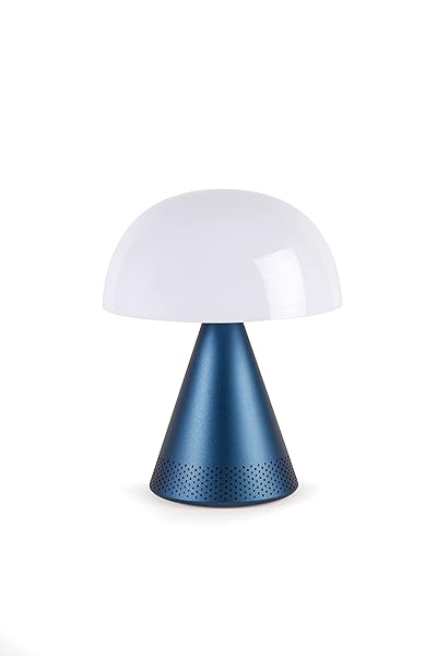 Lexon Lexon Mina L Audio 2 in 1 Mushroom Table Lamp and Bluetooth Speaker with 9 LED Color Mood Light for Bedroom and Living Room Dark Blue