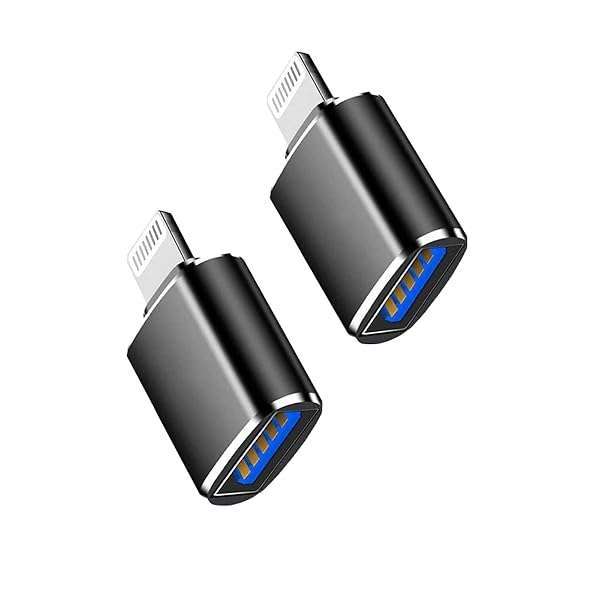 esbeecables Apple MFi Certified Lightning to USB 3.0 OTG Adapter - 2 Pack for iPhone 13/12/11/XR/XS/8/7, Connect Card Readers & More