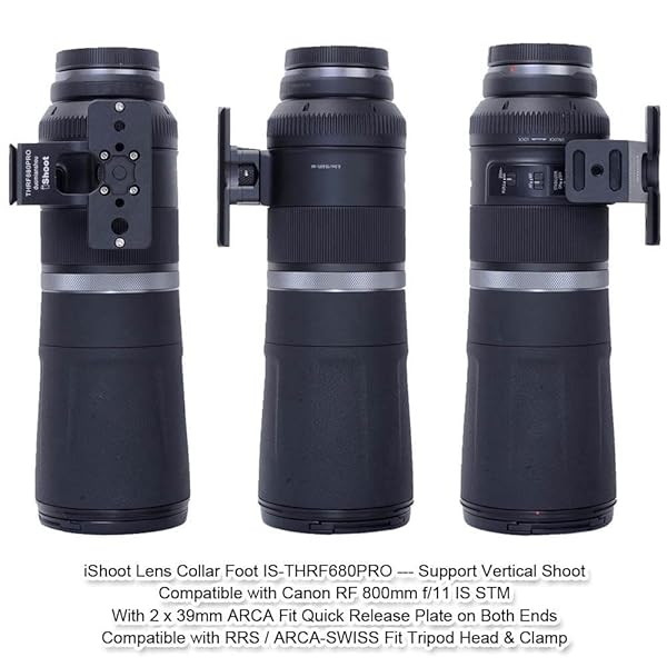 iShoot iShoot Lens Collar Foot Stand for Canon RF 600mm & 800mm - Vertical Shoot Support with Arca-Swiss Quick Release - View 8 of 11