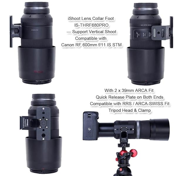 iShoot iShoot Lens Collar Foot Stand for Canon RF 600mm & 800mm - Vertical Shoot Support with Arca-Swiss Quick Release - View 10 of 11