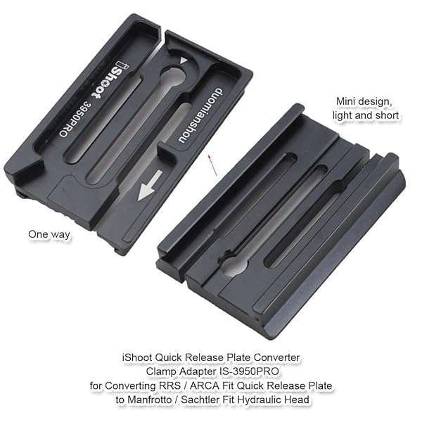 iShoot iShoot Quick Release Plate Adapter: Convert 39mm Arca-Swiss to 50mm Manfrotto/Sachtler for Tripod Fluid Heads - View 4 of 10