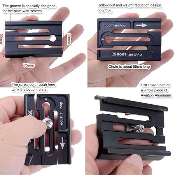 iShoot iShoot Quick Release Plate Adapter: Convert 39mm Arca-Swiss to 50mm Manfrotto/Sachtler for Tripod Fluid Heads - View 5 of 10