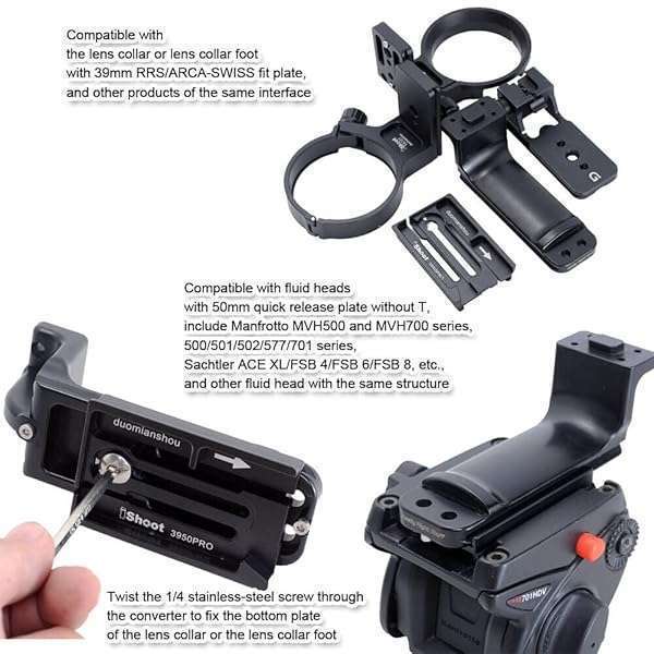iShoot iShoot Quick Release Plate Adapter: Convert 39mm Arca-Swiss to 50mm Manfrotto/Sachtler for Tripod Fluid Heads - View 7 of 10