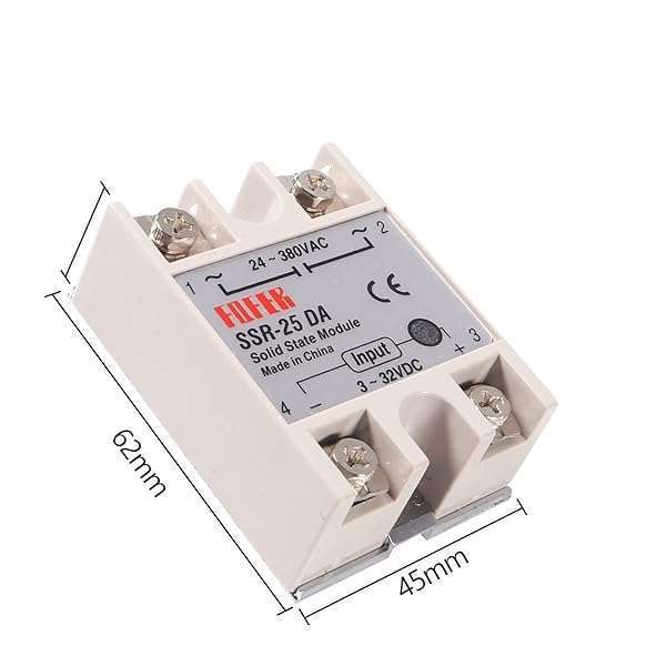 COLIAO Coliao 4pcs SSR-25DA Solid State Relay Module - DC to AC 3-32VDC Input, 24-380VAC Output, 25A, 250V - View 5 of 8