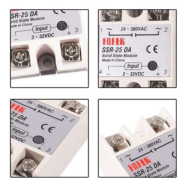 COLIAO Coliao 4pcs SSR-25DA Solid State Relay Module - DC to AC 3-32VDC Input, 24-380VAC Output, 25A, 250V - View 7 of 8