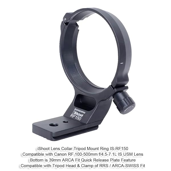 iShoot iShoot Metal Lens Collar for Canon RF 100-500mm - Arca-Swiss Quick Release Tripod Mount - View 3 of 9