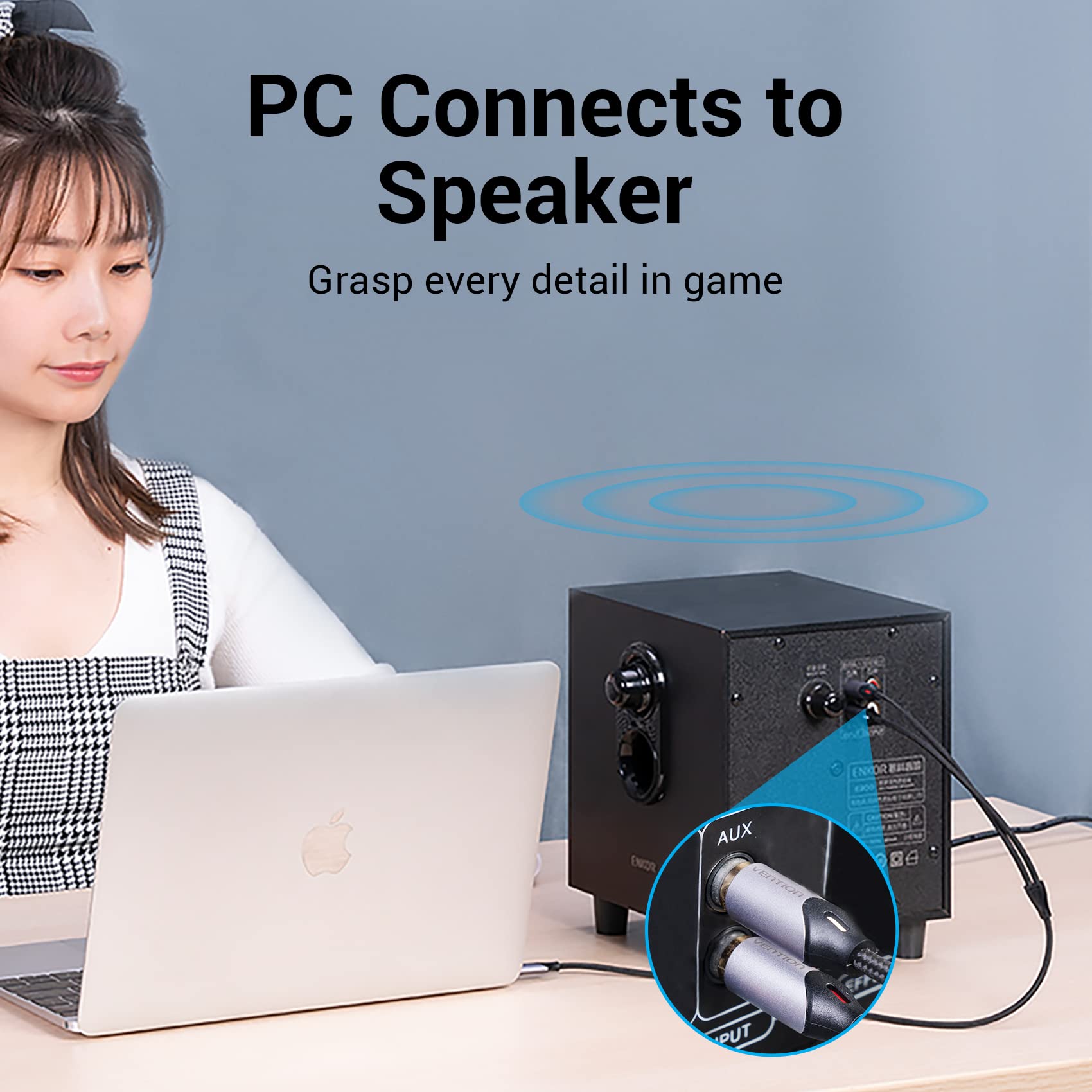 VENTION VENTION USB C to RCA Audio Cable - 3m Type-C to 2RCA Adapter for Car Stereo, Home Theater & More - View 9 of 9