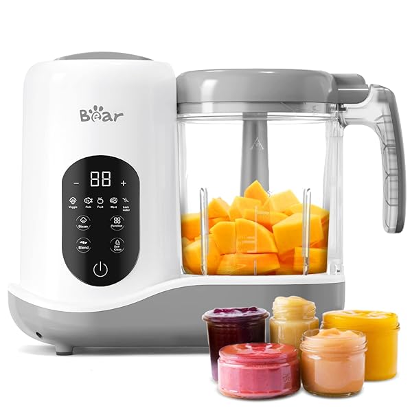 Bar BEAR 2024 Baby Food Maker: One-Step Steamer & Blender with Auto Cooking, Self-Cleaning & Touch Screen Control