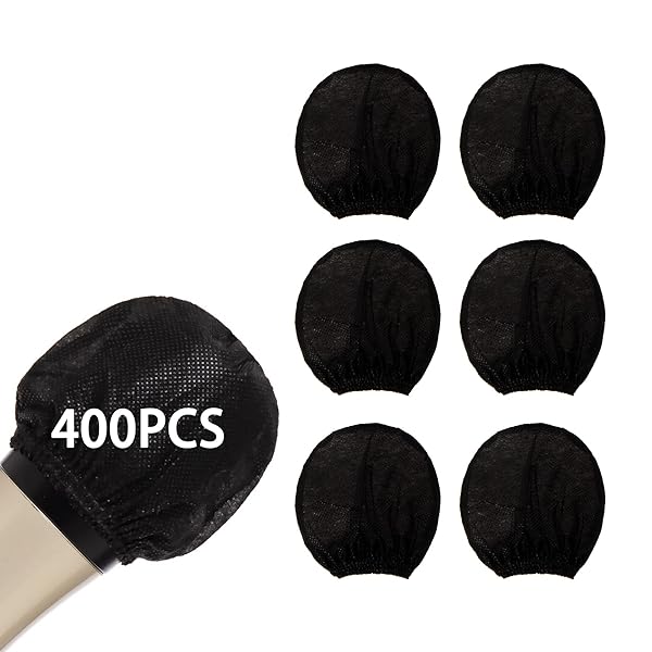 Zettokete Zettokete 400 PCS Disposable Microphone Covers - Perfect for Karaoke & Stage Performance, Fits Most Handheld Mics, Non-Woven Black