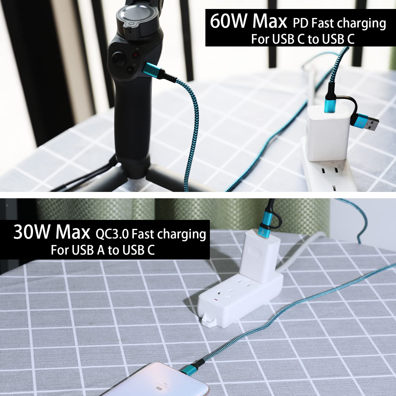 QQLIKE USB C to C Cable 60W 3 Pack Fast Charging 6ft Compatible with Samsung Galaxy S21 S10 S9 Note20 MacBook Pro 2020 2019 - View 4 of 5