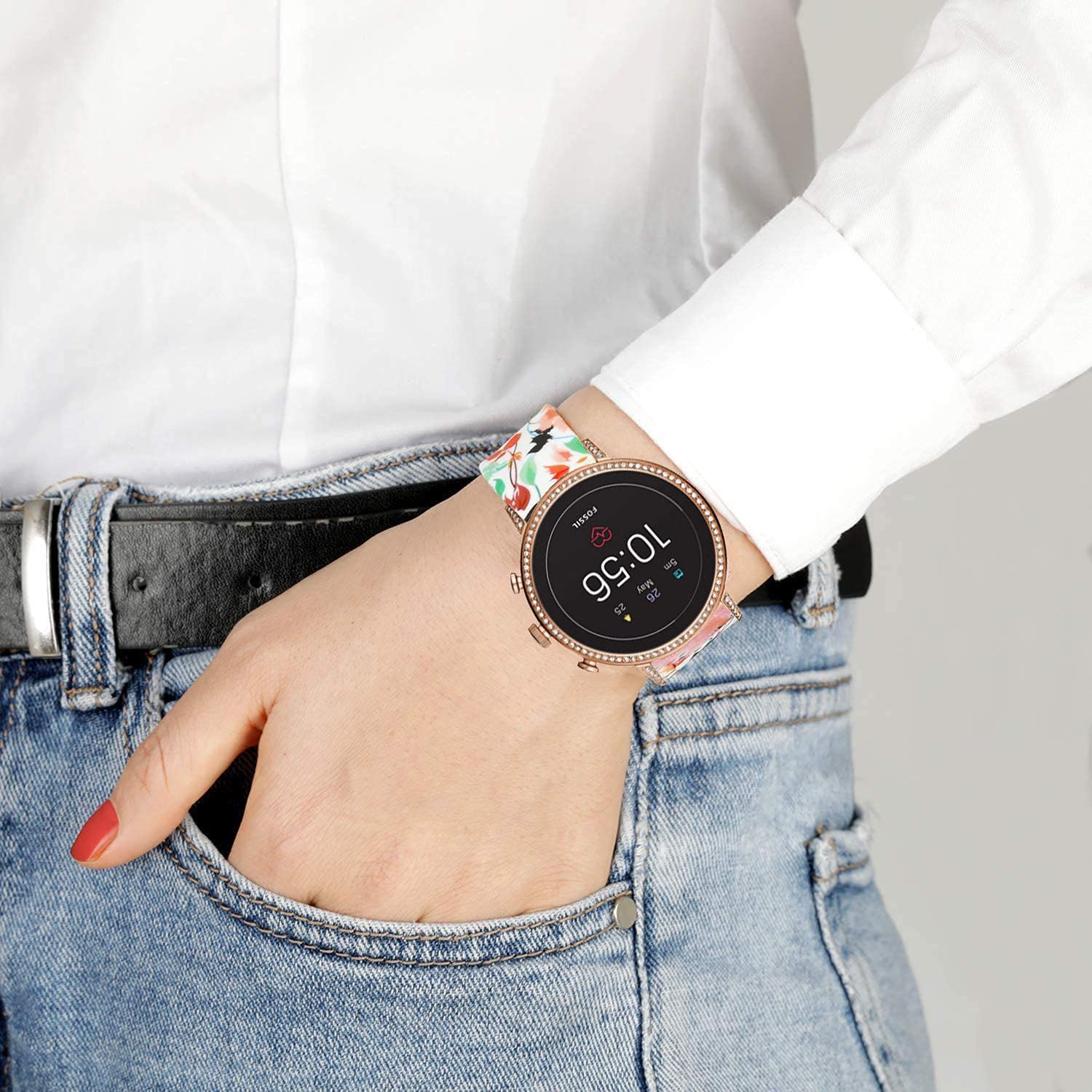 ViCRiOR Floral Silicone Bands for Fossil Women's Gen 5E 6 42mm Smart Watch 6PCS 18mm Replacement Straps for Gen 4 HR Gen 3 - View 5 of 7