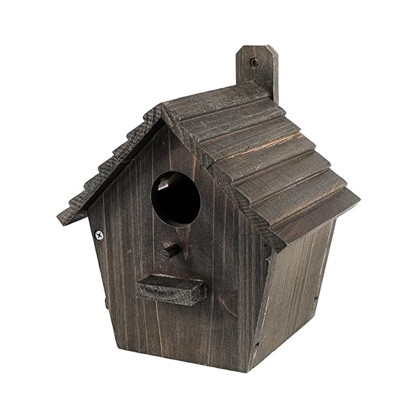 NATUREYLWL Black Wooden Bird House for Outside with Pole Ideal for Finch Bluebird and Cardinals Garden Clearance Country Cottages