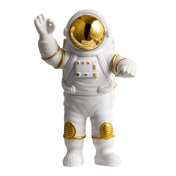 WINUSD WINUSD Gold Astronaut Figurine Resin Spaceman Statue for Space-Themed Bedroom Decor and Unique Craft Gift 6in Height