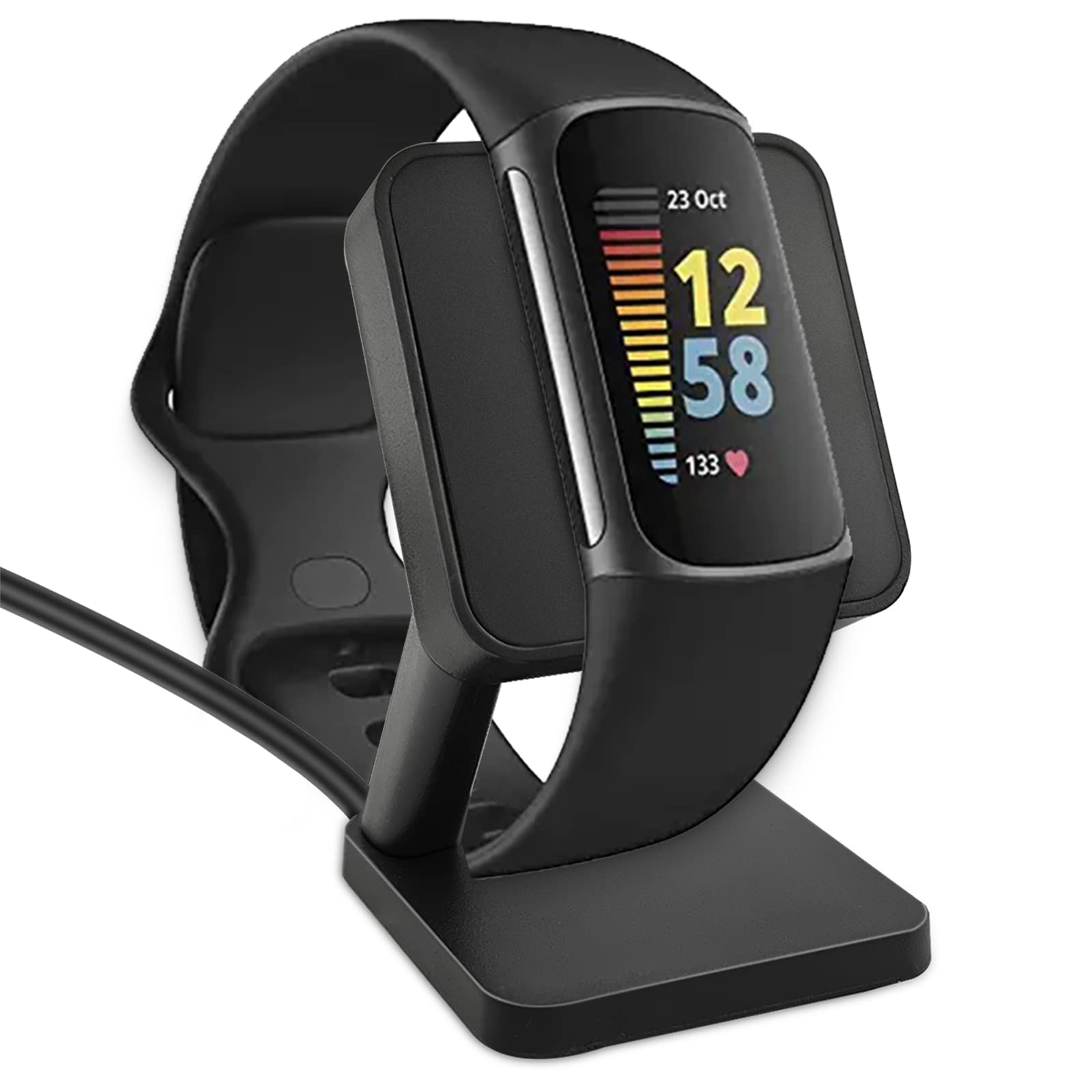 RUKUHOT Charger Dock for Fitbit Luxe/Charge 5/6 - 3.3ft Cable & Comfortable Viewing Angle Stand - View 6 of 6