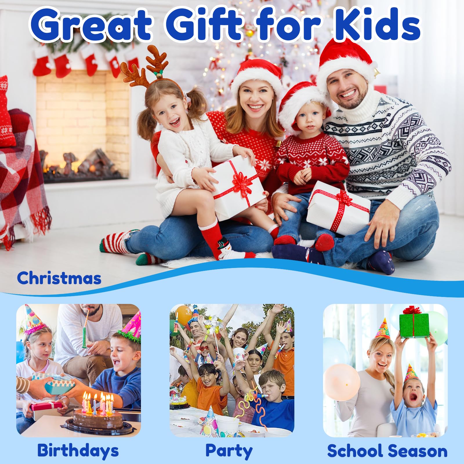 SOCICO SOCICO Children's Waterproof Analog Watch Easy to Read Durable Learning Wristwatch for Kids Blue Black Face Ideal for School - View 5 of 9