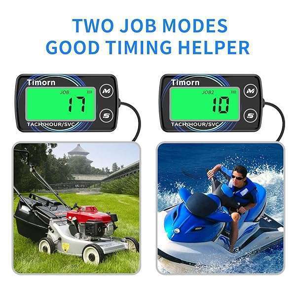 Timorn Timorn Digital Tachometer & Hour Meter: Waterproof RPM Meter for Dirt Bikes, Chainsaws, Lawn Mowers & More - View 3 of 8
