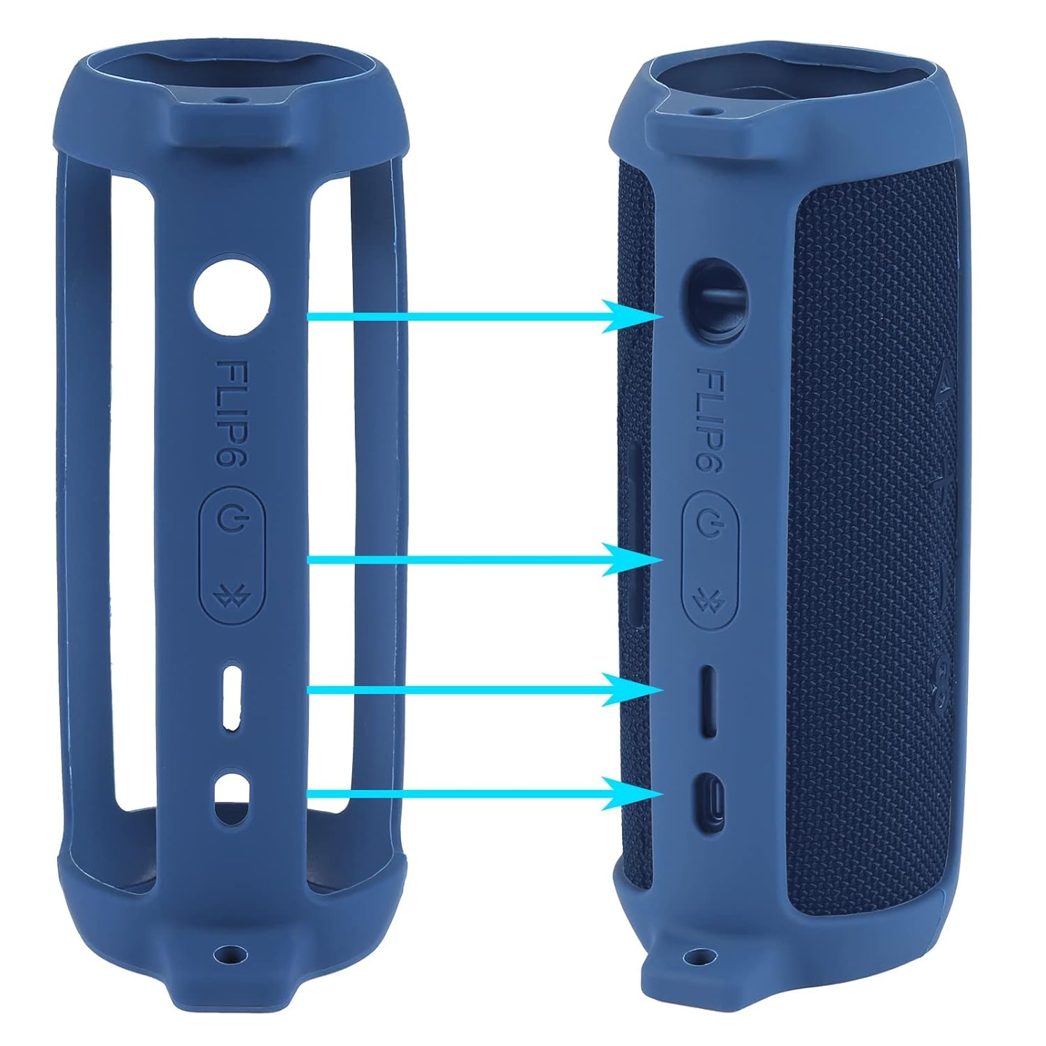 co2CREA co2CREA Soft Silicone Case for JBL Flip 6 Portable Bluetooth Speaker Blue Replacement Cover - View 3 of 7