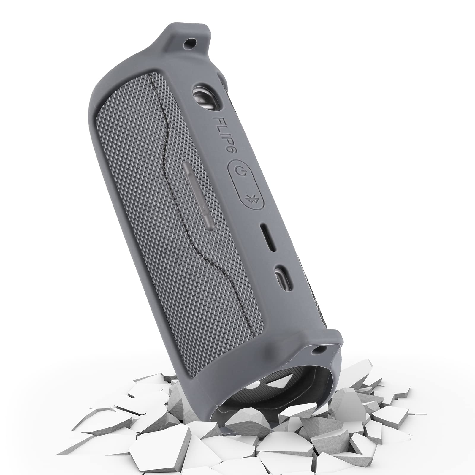 co2CREA co2CREA Soft Silicone Case for JBL Flip 6 Portable Bluetooth Speaker Grey Replacement Cover - View 3 of 7