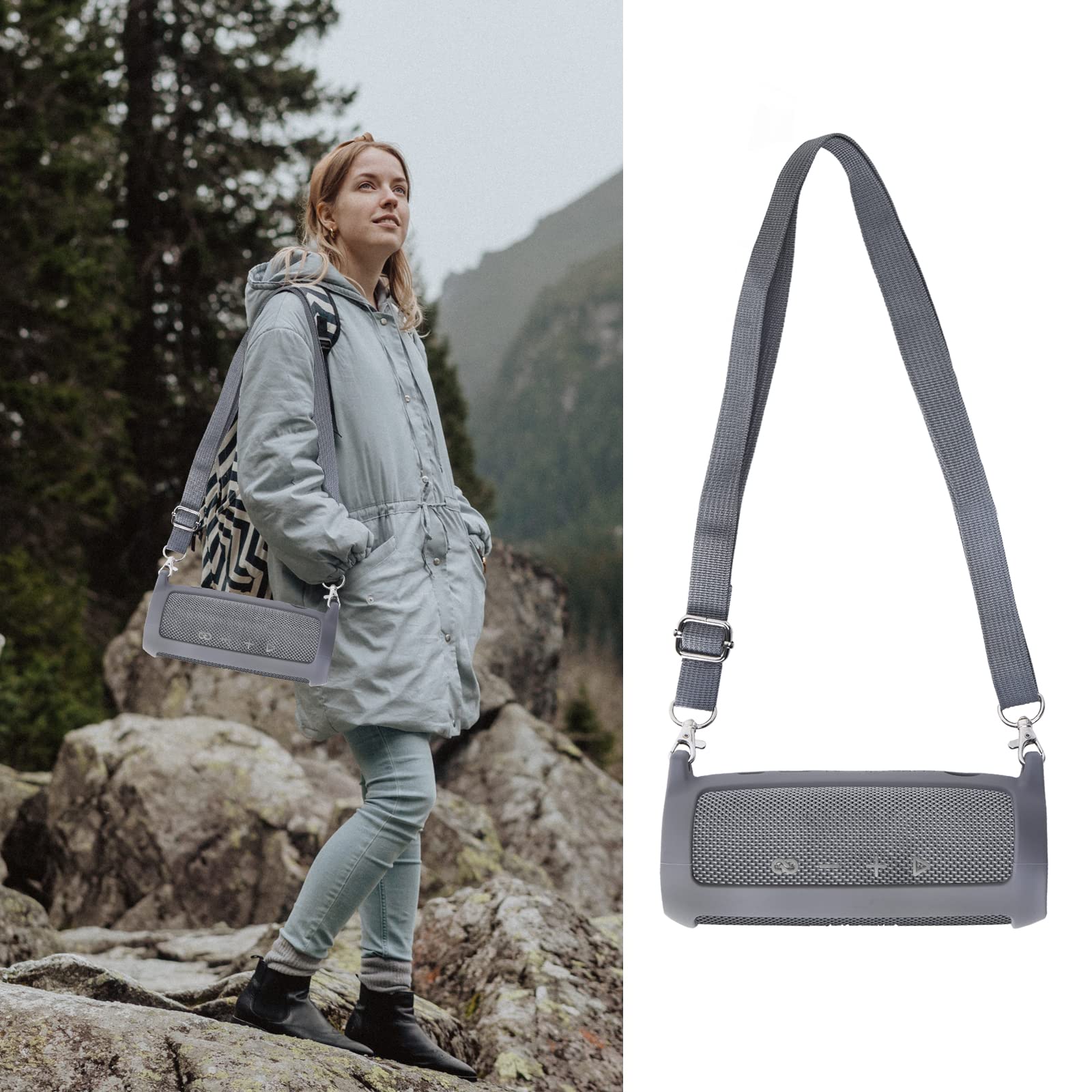 co2CREA co2CREA Soft Silicone Case for JBL Flip 6 Portable Bluetooth Speaker Grey Replacement Cover - View 7 of 7