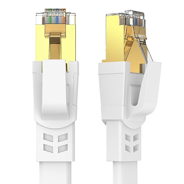 Qiuean Qiuean Cat 8 Ethernet Cable 75FT High Speed 40Gbps 2000Mhz SFTP Flat Shielded RJ45 for Fast Internet Connection