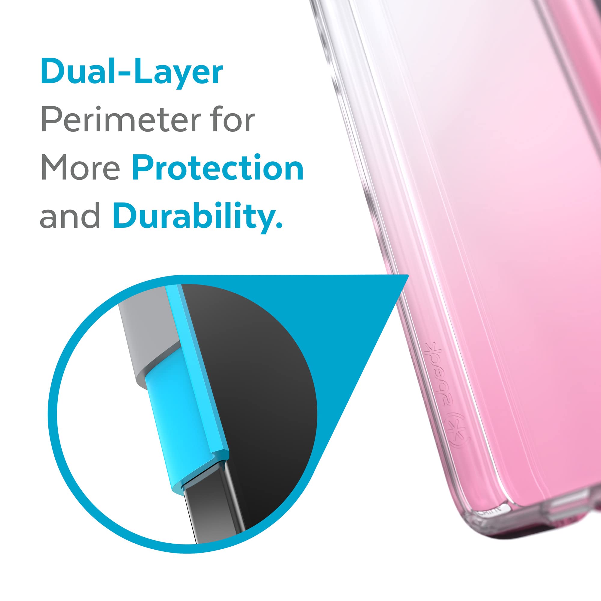 Speck Presidio Perfect Clear Ombre Case for Samsung Galaxy S22 in Clear and Vintage Rose Fade - View 3 of 9