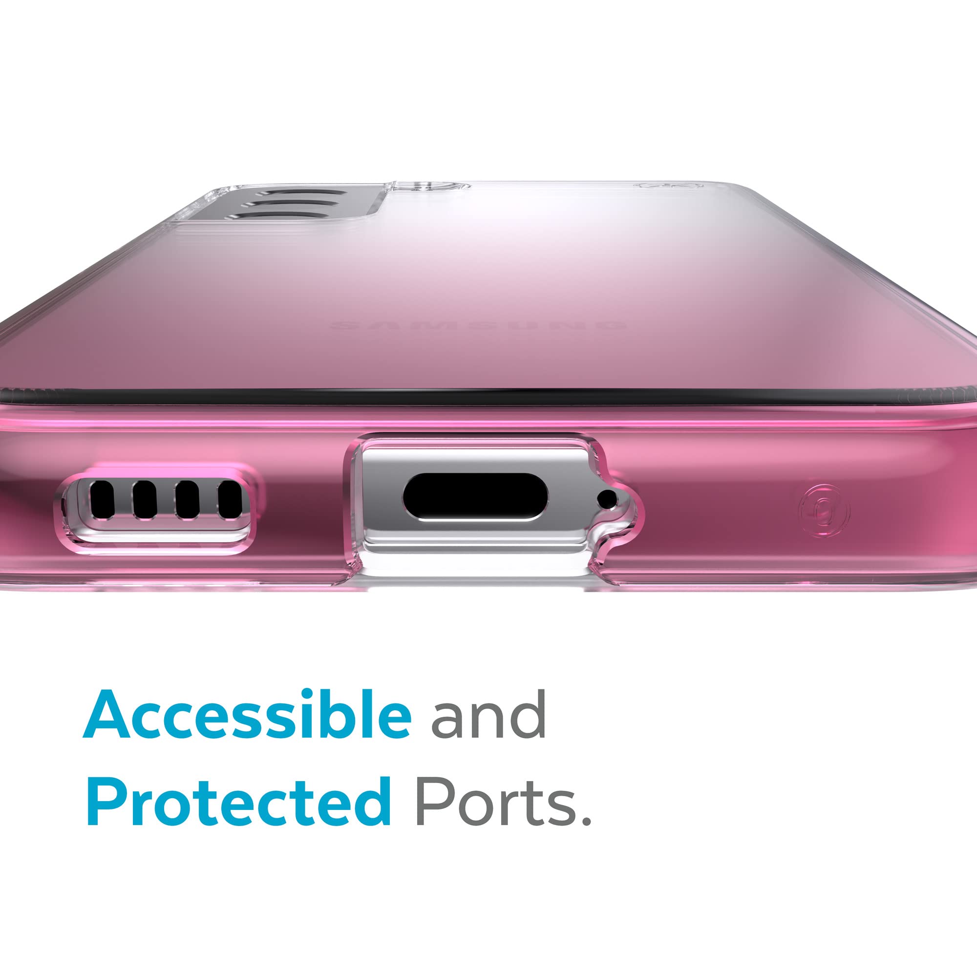 Speck Presidio Perfect Clear Ombre Case for Samsung Galaxy S22 in Clear and Vintage Rose Fade - View 7 of 9