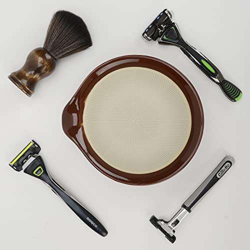 Linkidea Linkidea Ceramic Shaving Bowl for Men - Wide Mouth Lather Mug for Beard & Razor Shaving - Brown Shaving Soap Cup - View 7 of 8