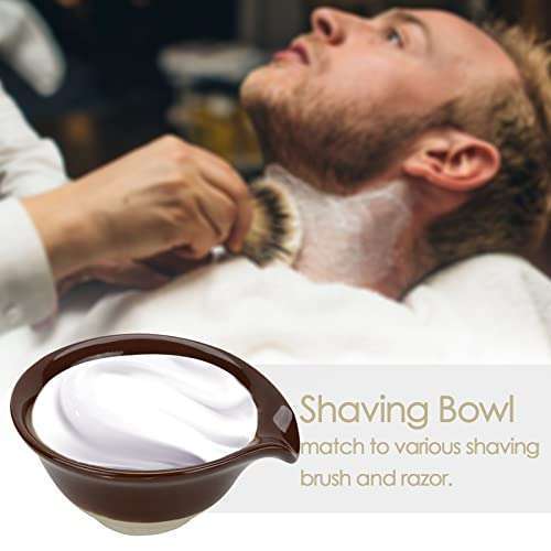 Linkidea Linkidea Ceramic Shaving Bowl for Men - Wide Mouth Lather Mug for Beard & Razor Shaving - Brown Shaving Soap Cup - View 8 of 8