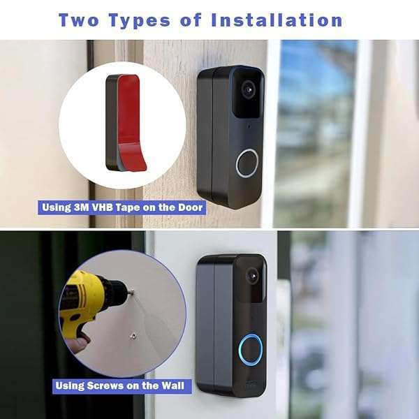 Gresur Blink Doorbell Mount, Adjustable (15 to 45 Degrees) Corner Mount, No-Drill Mounting Bracket for Blink Doorbell Camera, Wide Viewing Angle Mount, Black - View 5 of 9