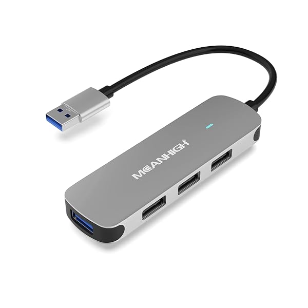 MEANHIGH MEANHIGH 4-Port USB Hub: Fast USB 3.0 & 2.0 Expander for Laptop, MacBook, Surface Pro, XPS & More - View 2 of 8