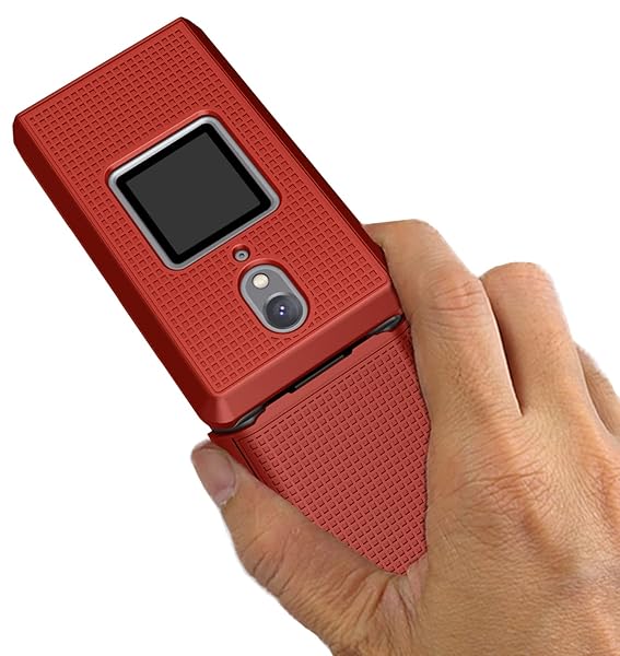 Nakedcellphone CAT S22 Flip Phone Case with Clip & Holster - Slim Red Hard Shell Cover Combo - View 6 of 10