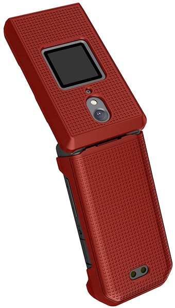 Nakedcellphone CAT S22 Flip Phone Case with Clip & Holster - Slim Red Hard Shell Cover Combo - View 7 of 10