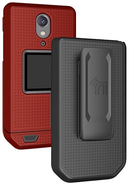 Nakedcellphone CAT S22 Flip Phone Case with Clip & Holster - Slim Red Hard Shell Cover Combo - View 2 of 10