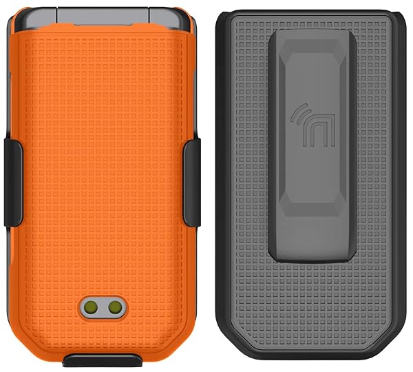 Nakedcellphone Bright Orange Clip Case for CAT S22 Flip Phone | Slim Hard Shell & Rotating Belt Holster Combo - View 5 of 11