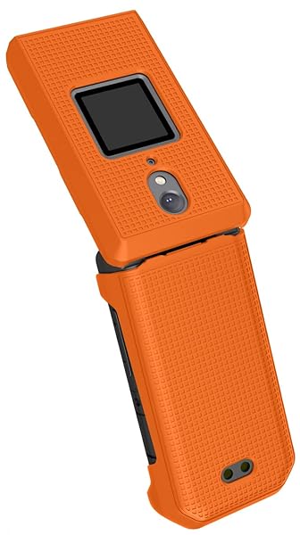Nakedcellphone Bright Orange Clip Case for CAT S22 Flip Phone | Slim Hard Shell & Rotating Belt Holster Combo - View 8 of 11