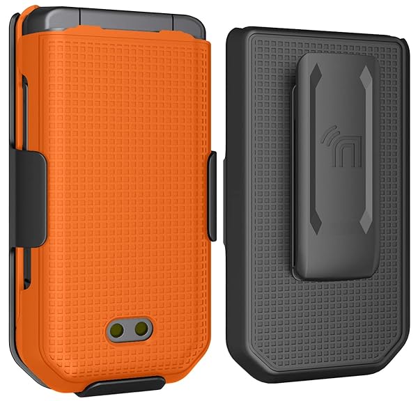 Nakedcellphone Bright Orange Clip Case for CAT S22 Flip Phone | Slim Hard Shell & Rotating Belt Holster Combo - View 10 of 11