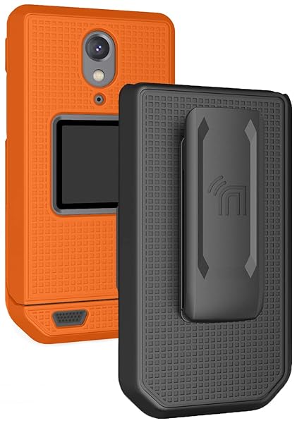 Nakedcellphone Bright Orange Clip Case for CAT S22 Flip Phone | Slim Hard Shell & Rotating Belt Holster Combo - View 2 of 11