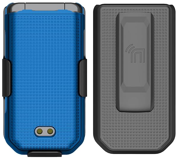Nakedcellphone CAT S22 Flip Phone Case with Clip - Slim Cobalt Blue Hard Shell & Rotating Belt Holster Combo - View 5 of 11