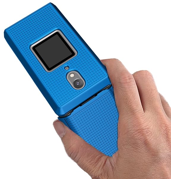 Nakedcellphone CAT S22 Flip Phone Case with Clip - Slim Cobalt Blue Hard Shell & Rotating Belt Holster Combo - View 7 of 11