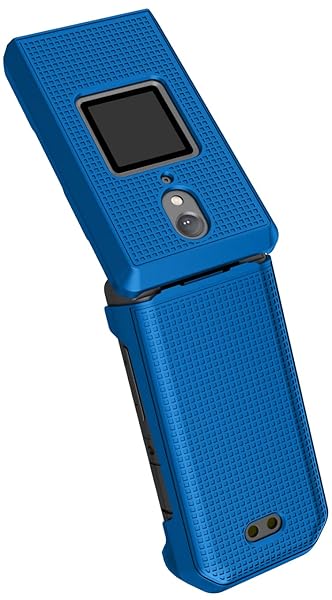 Nakedcellphone CAT S22 Flip Phone Case with Clip - Slim Cobalt Blue Hard Shell & Rotating Belt Holster Combo - View 8 of 11