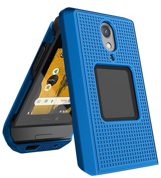 Nakedcellphone CAT S22 Flip Phone Case with Clip - Slim Cobalt Blue Hard Shell & Rotating Belt Holster Combo - View 11 of 11