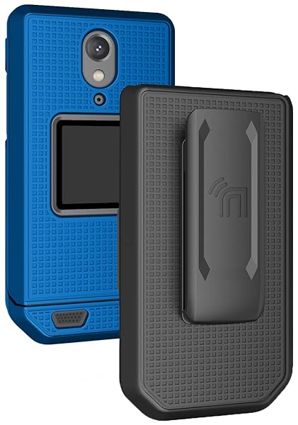 CAT S22 Flip Phone Case with Clip - Slim Cobalt Blue Hard Shell & Rotating Belt Holster Combo