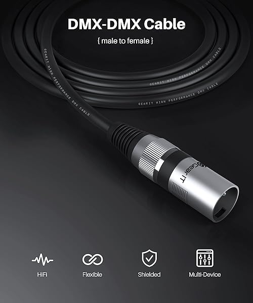 GEARit GearIT 100ft DMX to DMX Stage Lighting Cable 2-Pack - XLR Compatible for DJ, LED Lights, Mic Mixer & Studio Use - View 3 of 9